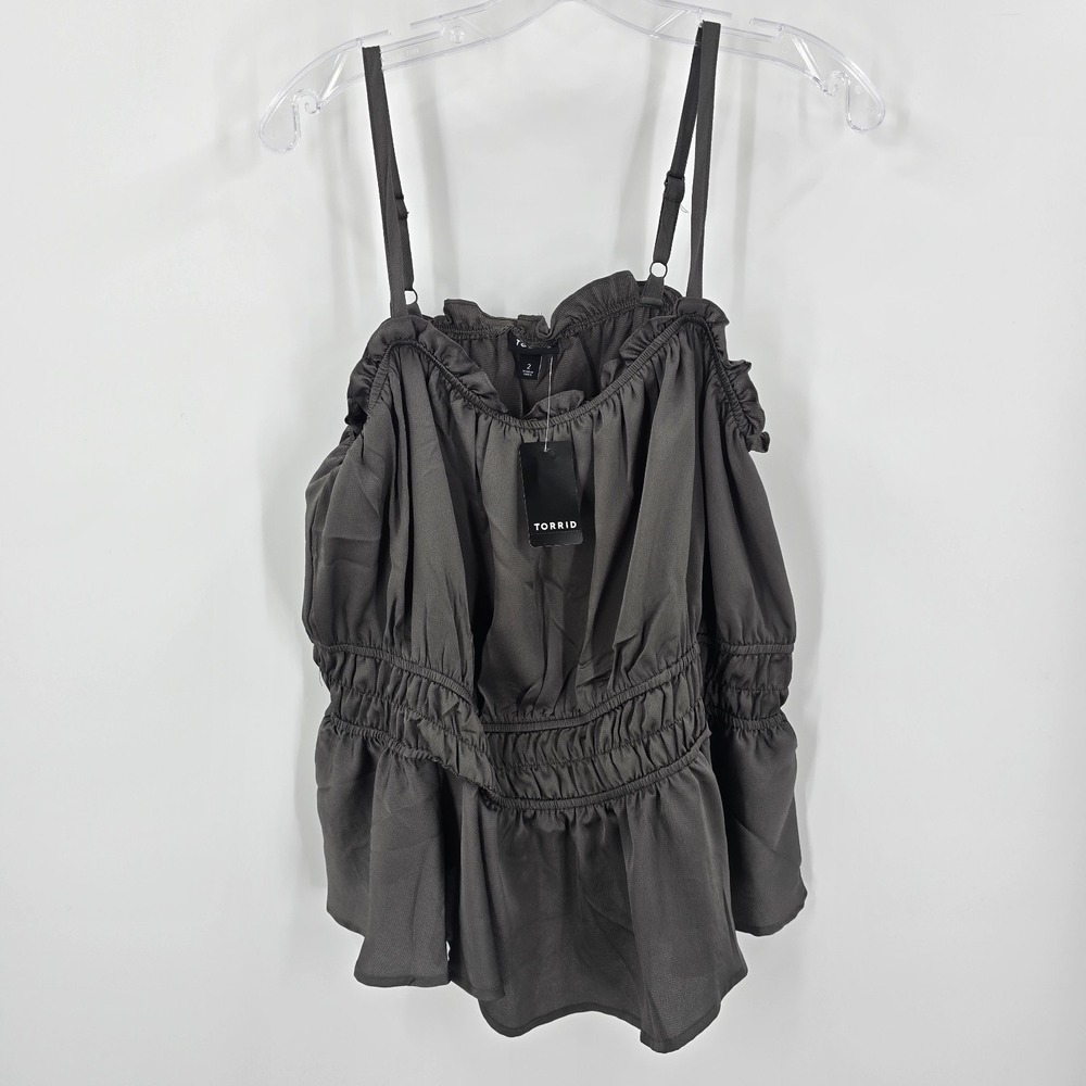 Torrid Top 2X Dark Silver Camisole Top Adjustable Straps